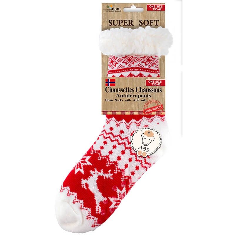 Chaussettes Chaussons antidérapantes rouge