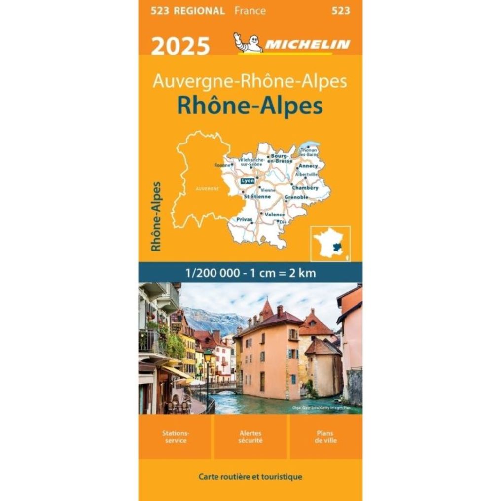 Carte routière régionale Rhône-Alpes