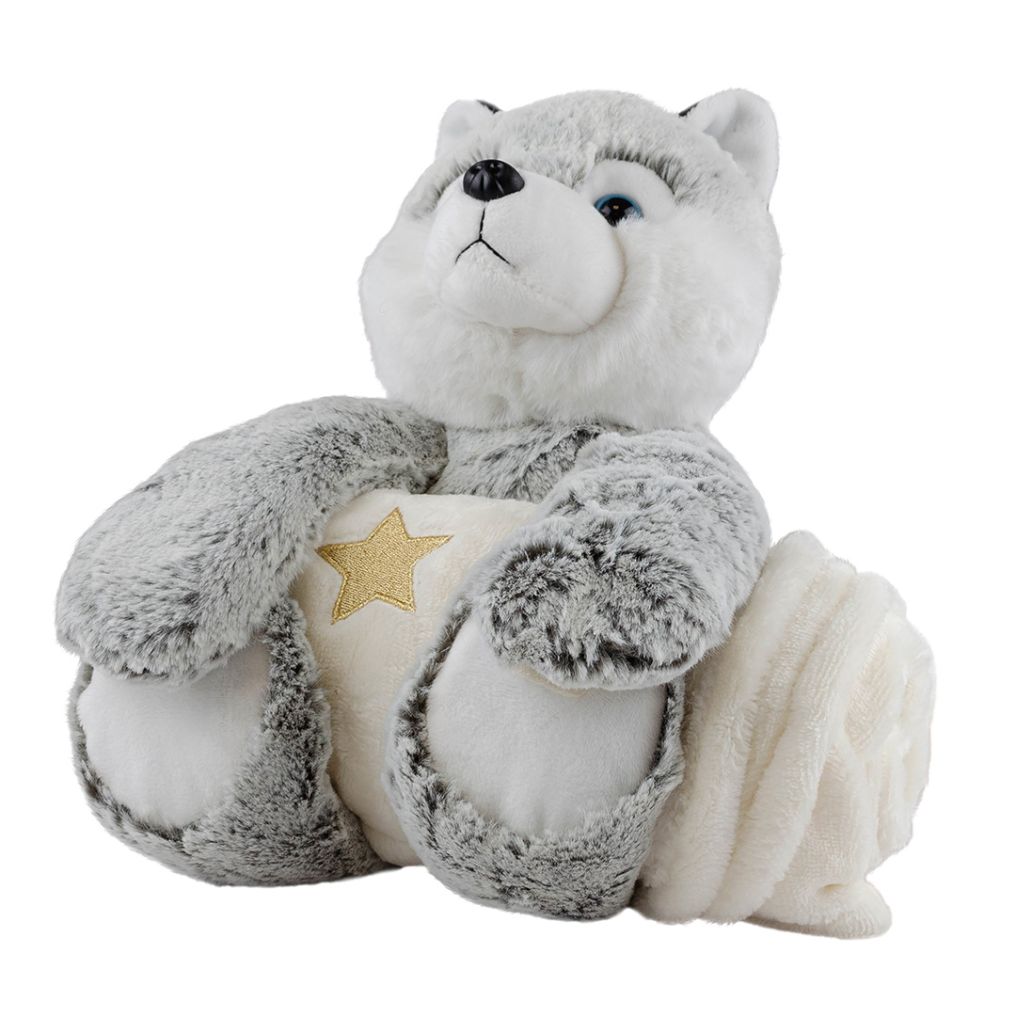 Peluche Husky avec Couverture Plaid Dani Creations