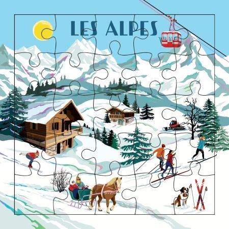 Carte Puzzle Les Alpes Carte d'Art