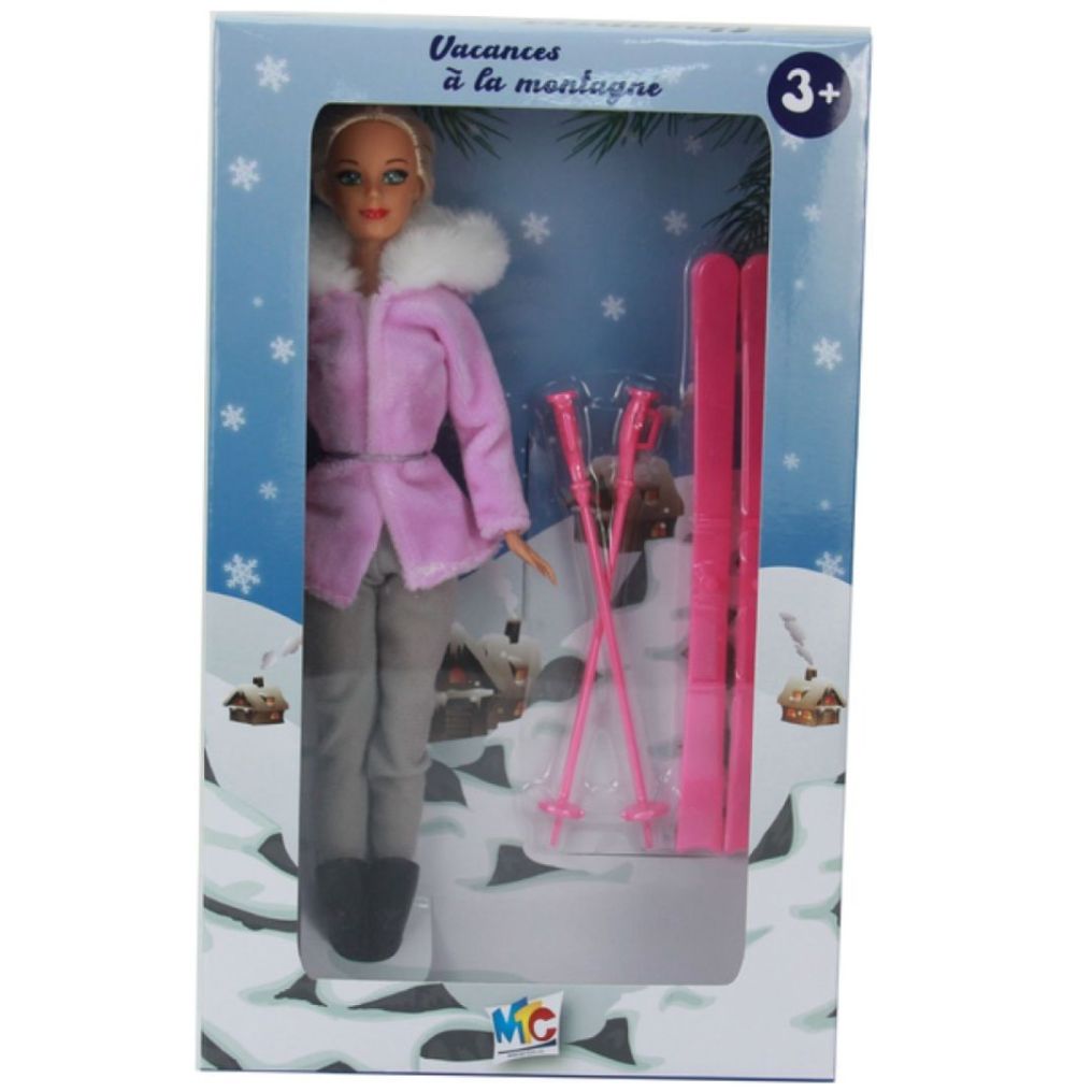 Poupée à ski 29 cm + Accessoires